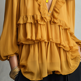 Luxurious Tiered Ruffle Chiffon Blouse