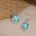 PENDIENTES VINTAGE RÉTRO EAU GOTA STYLE TURQUESA COLGANTE