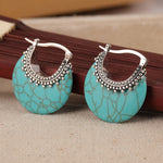 PENDIENTES TURQUESA CROISSANT PLATA PLAQUÉ ARO