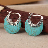 PENDIENTES TURQUESA CROISSANT PLATA PLAQUÉ ARO