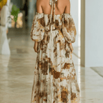 VESTIDO LARGO DE GASA CON ESTAMPADO ACUARELA - VALERINA MARBELLA