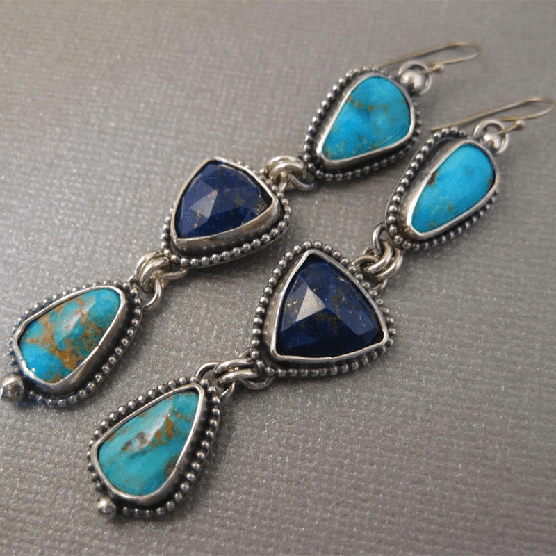 PENDIENTES FAIT MAIN SINTÉTICO LAPIS-LAZULI TURQUESA COLGANTE