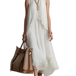 Elegant Pleated Sleeveless Top & Asymmetric Skirt Set