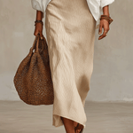 Quiet Luxury White Shirt With Soft Ribbed Maxi Skirt