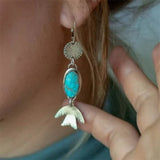 BOHEMIO TURQUESA CON OISEAU DIJE COLGANTE PENDIENTES