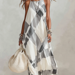 Black And White Checkered Loose-fitting Dress