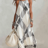 Black And White Checkered Loose-fitting Dress
