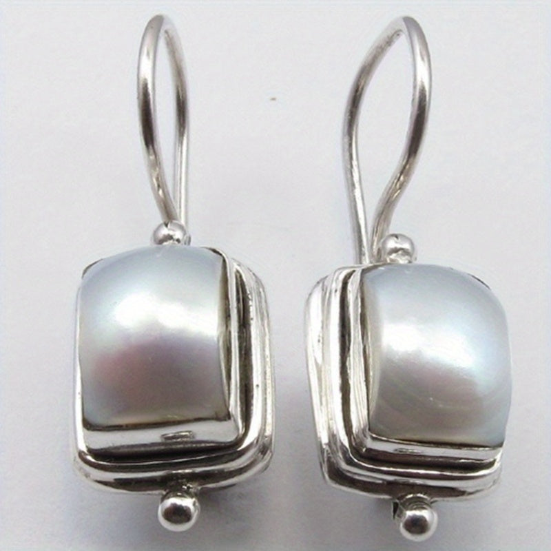 PENDIENTES ELEGANTE BOHEMIO CUADRADO PERLA GOTA