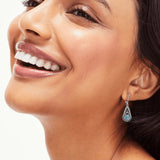 PENDIENTES BOHEMIO PLATA PLAQUÉ FILIGRANE GOTA TURQUESA COLGANTE