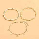 CONJUNTO CÔTIER DIJE 3-PIEZA SUPERPUESTO PULSERA DE CHEVILLE | ORO