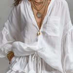 Airy Bohemian Tie-Front Top & Flowing Skirt Set