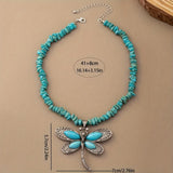 COLLAR VINTAGE BOHEMIO TURQUESA PERLÉ LIBÉLULA COLGANTE