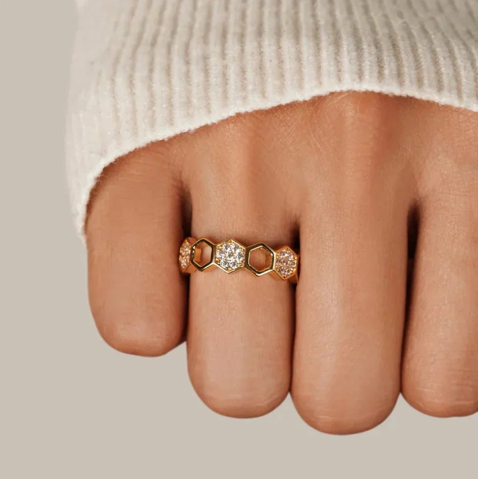 ANILLO CRISTAL NID ABEILLE | ORO