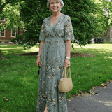 VESTIDO MAXI BORDADO CON ESCOTE EN V - VALERINA MARBELLA