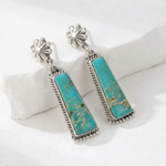 PENDIENTES PLATA COULEUR GÉOMÉTRIE TURQUESA RECTANGLE GOTA