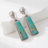 PENDIENTES PLATA COULEUR GÉOMÉTRIE TURQUESA RECTANGLE GOTA