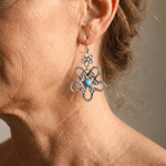 PENDIENTES VINTAGE BOHEMIO TURQUESA FLOR GOTA