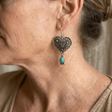 PENDIENTES ARTISANAL PLATA BOHEMIO TURQUESA CORAZÓN MARIPOSA