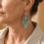 PENDIENTES ELEGANTE BOHEMIO DESIGN TURQUESA TRANSPARENT GOTA