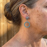 PENDIENTES VINTAGE BOHEMIO STYLE TURQUESA CONCHO ARO
