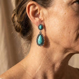 PENDIENTES ELEGANTE VINTAGE PLATA TON TURQUESA COLGANTE