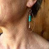 PENDIENTES VINTAGE BOHEMIO TURQUESA PERLÉ ARO