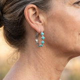 PENDIENTES ELEGANTE BOHEMIO DIAMANTE TURQUESA EN FORME DE U