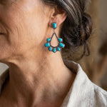 PENDIENTES VINTAGE PLATA PLAQUÉ TURQUESA GOTA