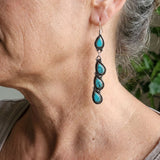 PENDIENTES VINTAGE STYLE TURQUESA FEUILLE GOTA