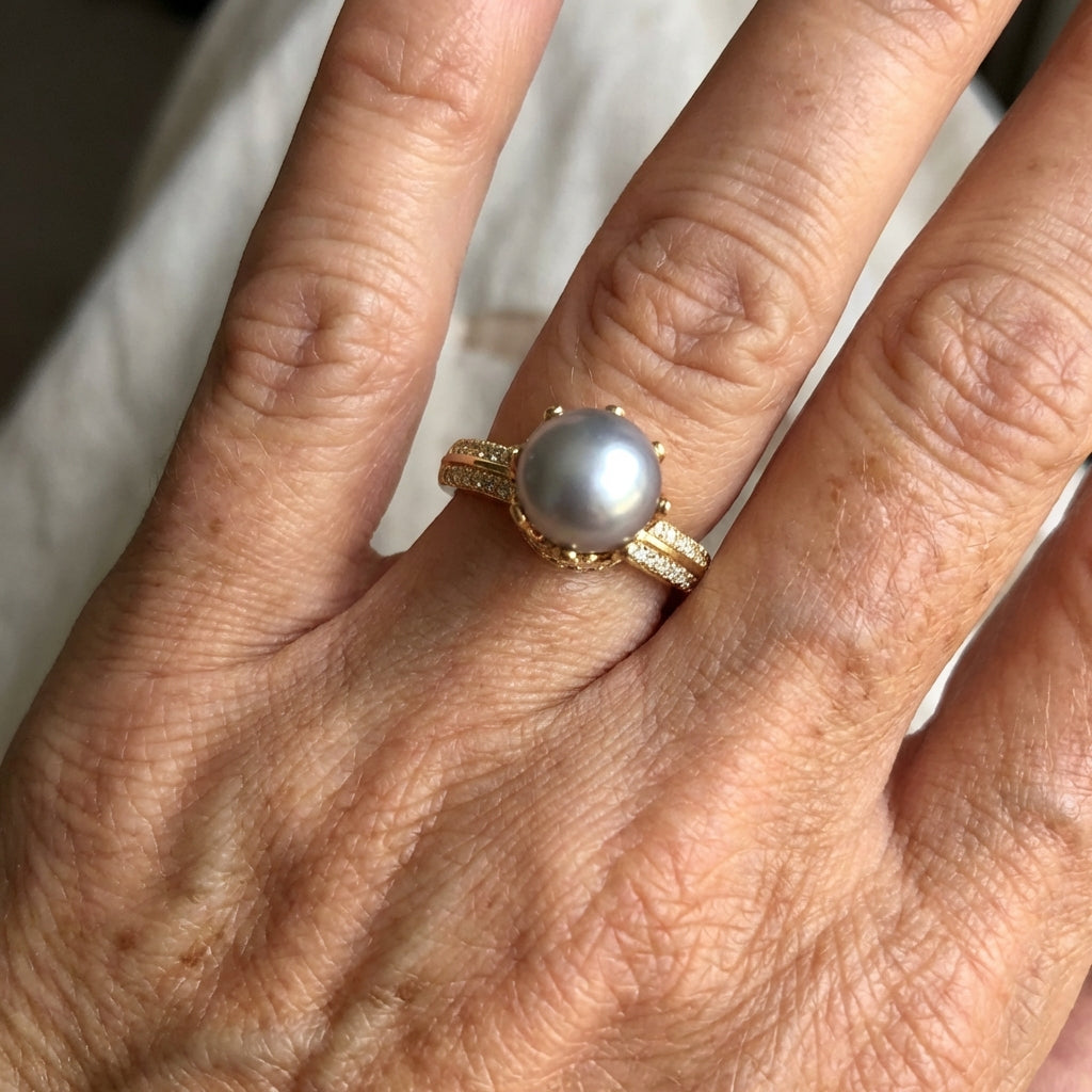 ANILLO ART DECO PERLA SOLITAIRE ORO