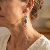 BOHEMIO TURQUESA CON OISEAU DIJE COLGANTE PENDIENTES