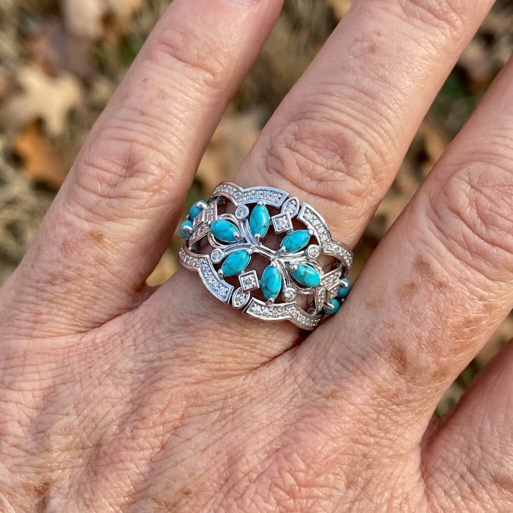 ANILLO BOHEMIO RÉTRO ART TURQUESA & CRISTAL IMPOSANT