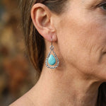 PENDIENTES VINTAGE RÉTRO EAU GOTA STYLE TURQUESA COLGANTE