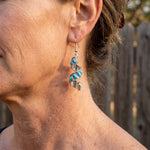 PENDIENTES BOHEMIO SPIRALE DESIGN TURQUESA INCRUSTACIÓN COLGANTE