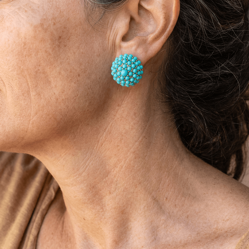PENDIENTES ELEGANTE PALAIS STYLE TURQUESA RACIMO CLOU OREILLE