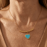 COLLAR BOHEMIO CORAZÓN EN FORME DE TURQUESA COLGANTE