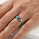 ANILLO VINTAGE ÉMAILLÉ GÉOMÉTRIQUE ÓVALO TURQUESA PLAQUÉ ORO