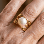ANILLO VINTAGE PERLA ORO SUPERPUESTO