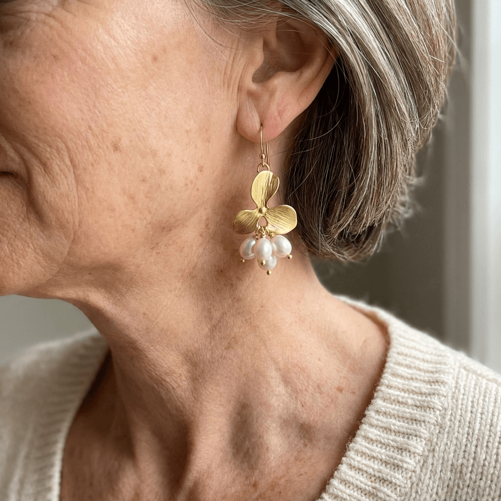 PENDIENTES VINTAGE FLOR PERLA