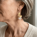 PENDIENTES VINTAGE FLOR PERLA