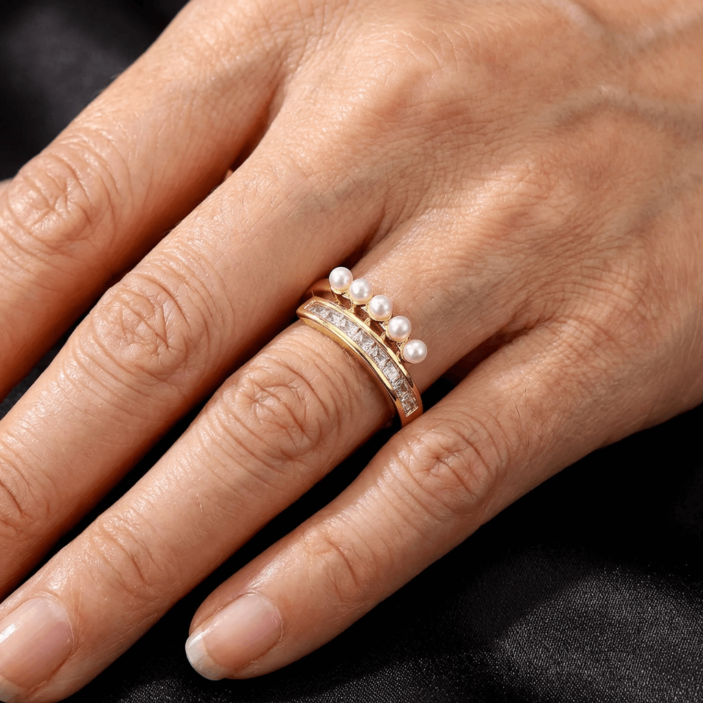 ANILLO VINTAGE OUVERT CIRCONA & PERLA