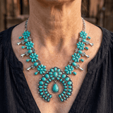 COLLAR ELEGANTE BOHEMIO TURQUESA COLGANTE DE FLOR ALLIAGE