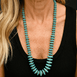 COLLAR ELEGANTE VINTAGE BOHEMIO TURQUESA DISQUE PERLA