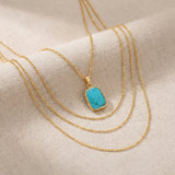 COLLAR ELEGANTE TURQUESA PIERRE PRECIOSA PLAQUÉ ORO