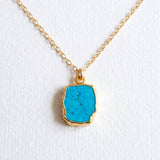 COLLAR ELEGANTE TURQUESA PIERRE PRECIOSA PLAQUÉ ORO