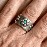 ANILLO BOHEMIO VIBRANT PLATEADO FLOR TURQUESA LARGE