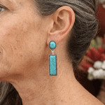 PENDIENTES BOHEMIO TURQUESA GÉOMÉTRIQUE RECTANGLE ÓVALO CLOU OREILLE COLGANTE