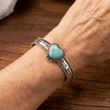 PULSERA WESTERN STYLE CORAZÓN FORME TURQUESA PIERRE DÉCOR MANCHETTE PULSERA JONC
