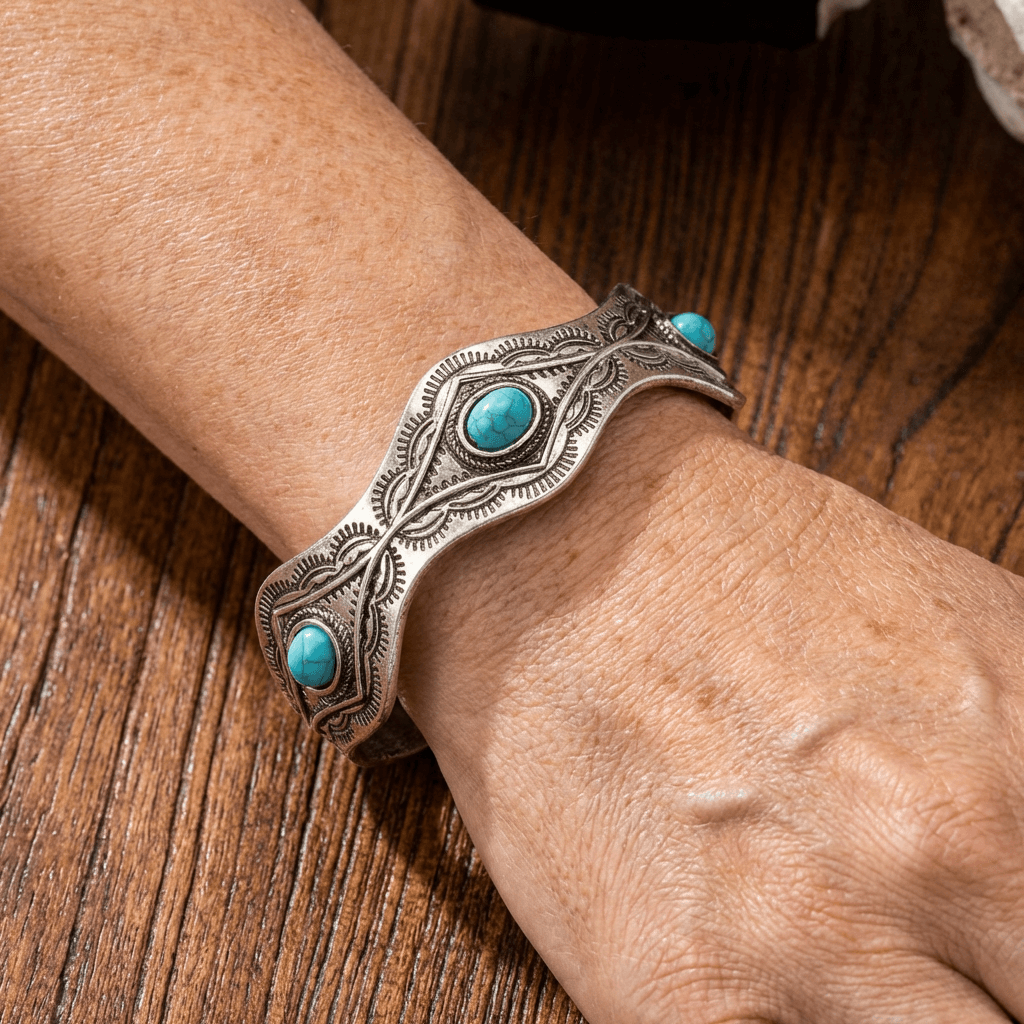PULSERA WESTERN STYLE TURQUESA CONCHO MANCHETTE PULSERA JONC