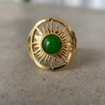 ANILLO VINTAGE VERDE PIERRE DORADO